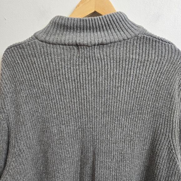 G.H. Bass & Co. Men Vtg Prep Gray Ribbed Knit Henley Sherpa L Collar Sweater XXL - Picture 6 of 11